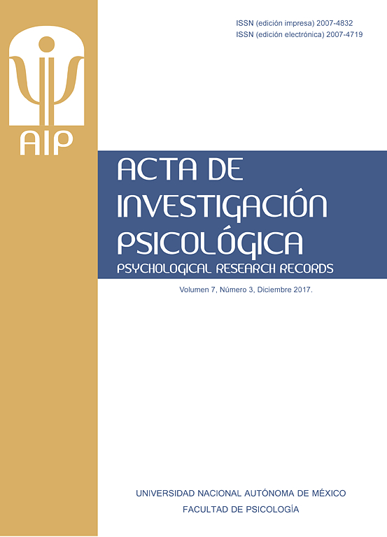 Go to journal home page - Acta de Investigación Psicológica
